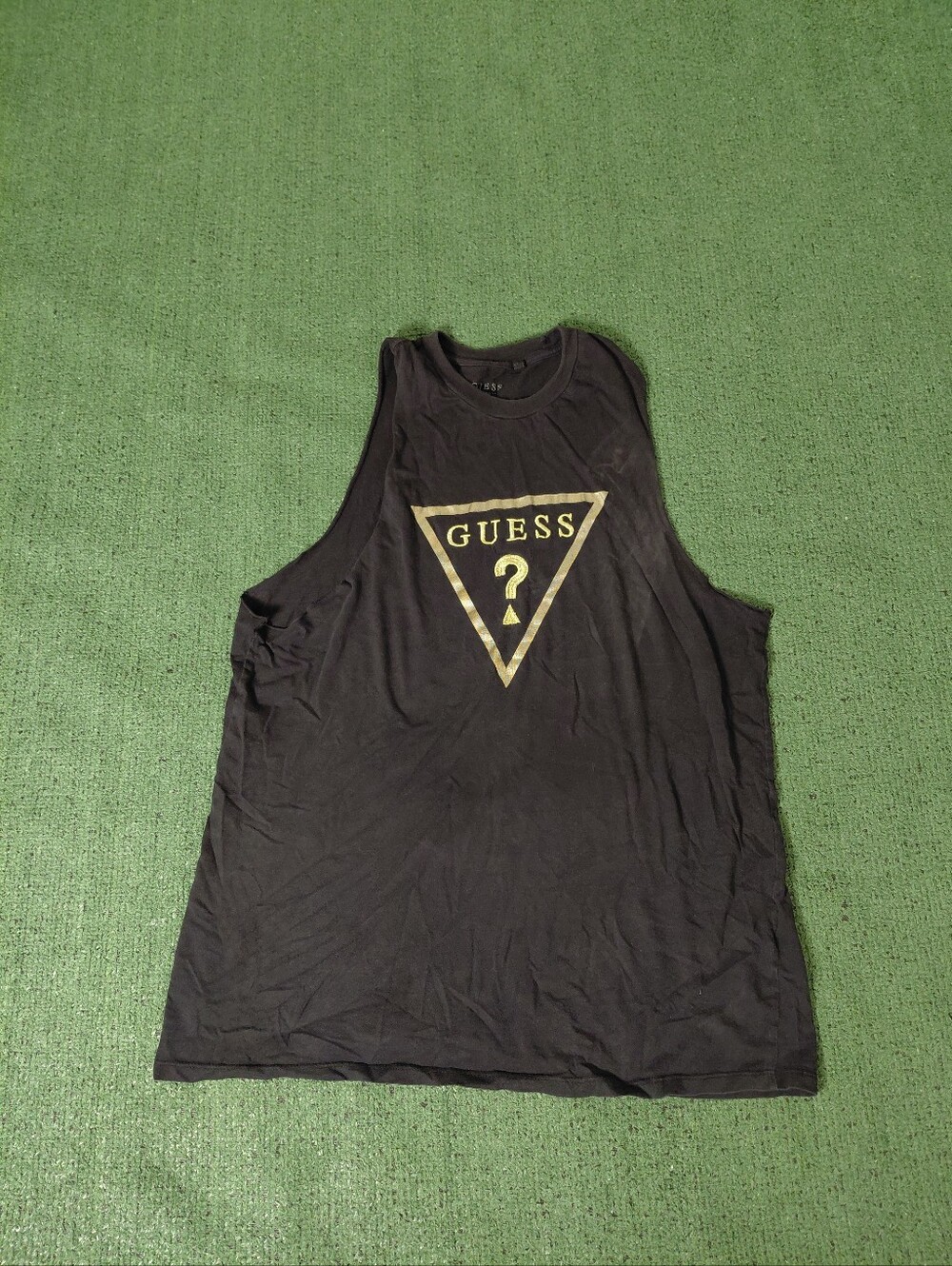 Womens Guess Los Angeles Golden Logo California Black Cutoff Sz XL